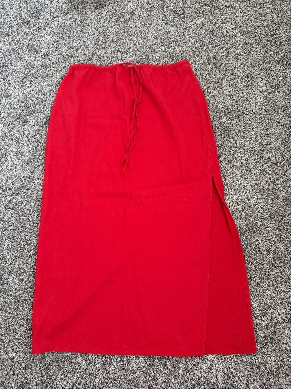GAP Red Drawstring Maxi Skirt with Side Slit